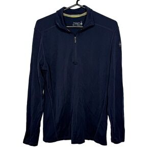 Smartwool 250 Mens Medium Merino Wool Quarter Zip Base Layer Shirt Pullover Blue